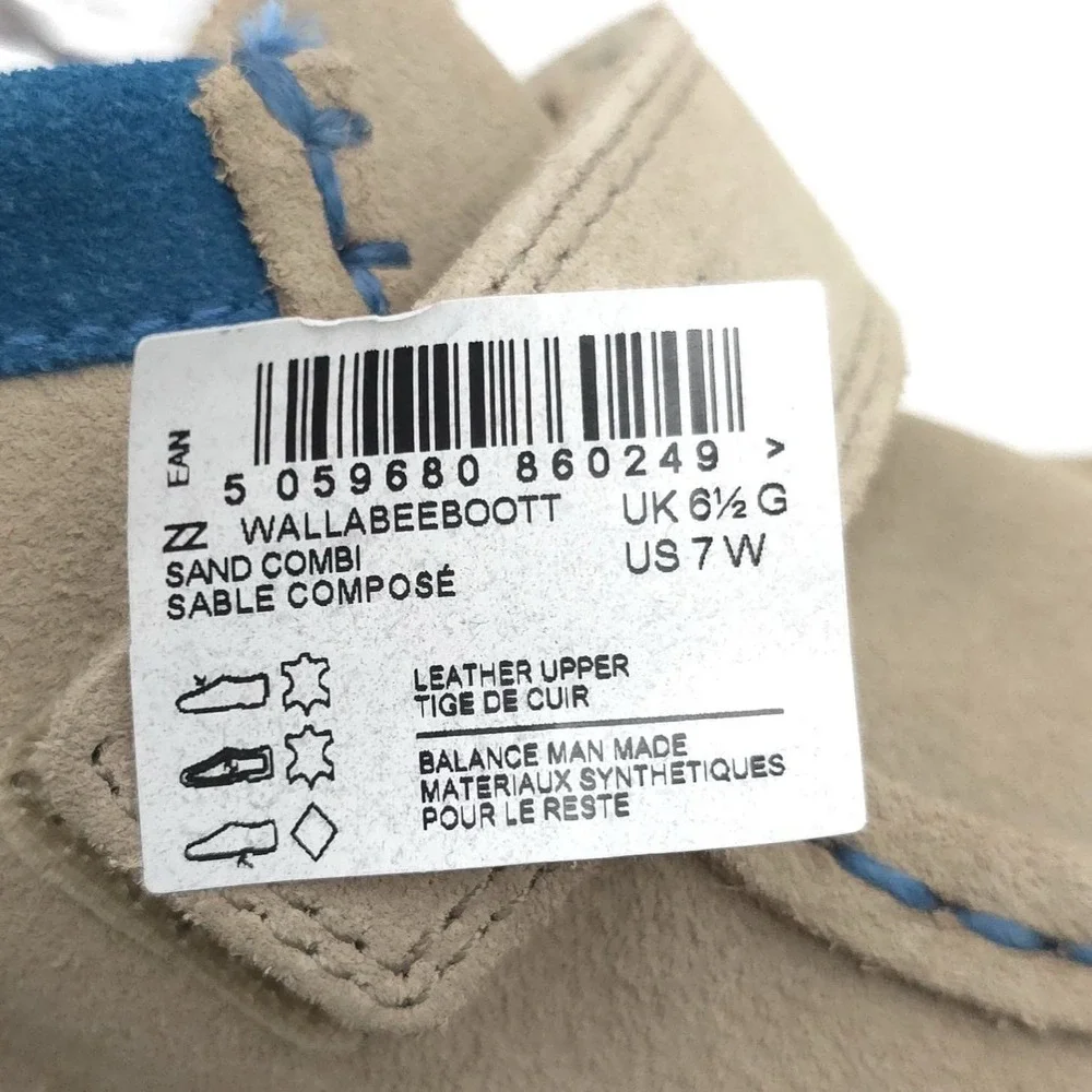 CLARKS New Wallabee Booties US 7W Big Kid Sand Combi LEATHER Toddler Shoes Suede